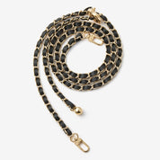 Elegant Adjustable Chain Leather Shoulder Strap- Lychee-Mobile Phone Accessories-PHONE CASE ACCESSORIES-Black-Custype