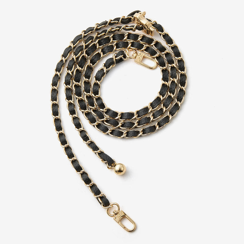 Elegant Adjustable Chain Leather Shoulder Strap- Lychee-Mobile Phone Accessories-PHONE CASE ACCESSORIES-Black-Custype