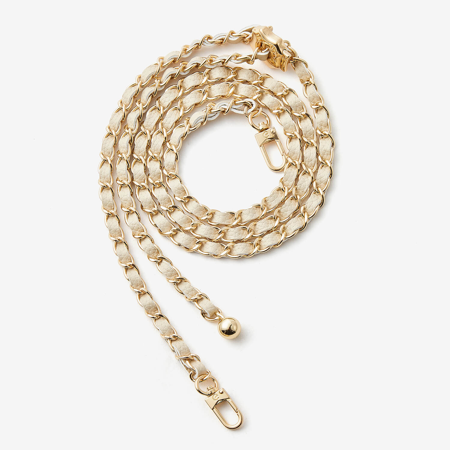 Elegant Adjustable Chain Leather Shoulder Strap- Lychee-Mobile Phone Accessories-PHONE CASE ACCESSORIES-Beige-Custype