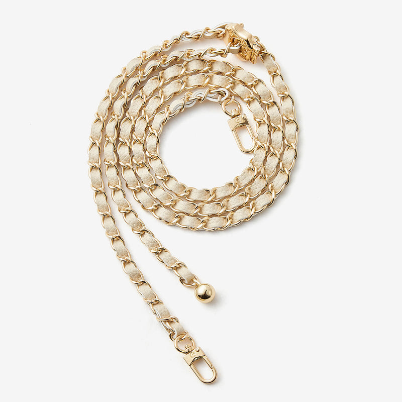 Elegant Adjustable Chain Leather Shoulder Strap- Lychee-Mobile Phone Accessories-PHONE CASE ACCESSORIES-Beige-Custype
