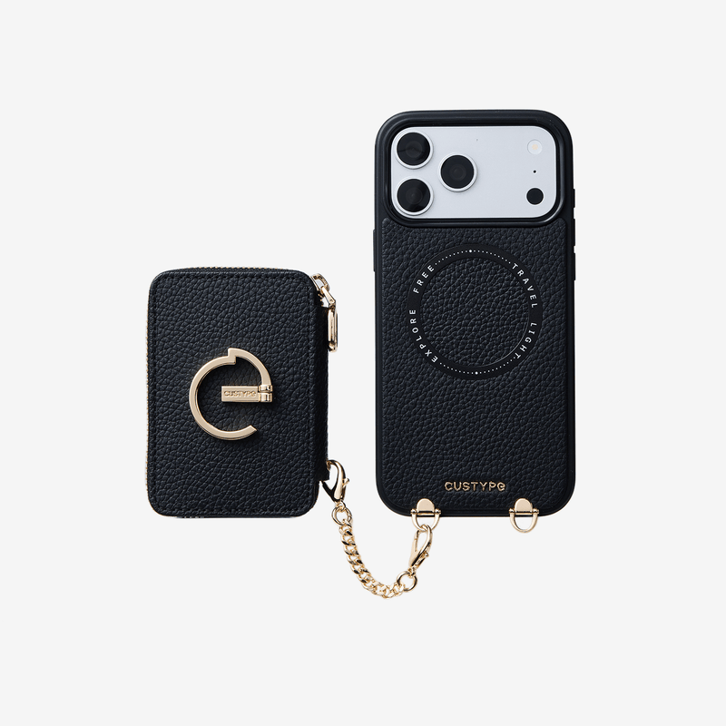 シルクフレアセット - ライチリストストラップ ワイヤレス充電電話ケース カードホルダーとスタンド付き