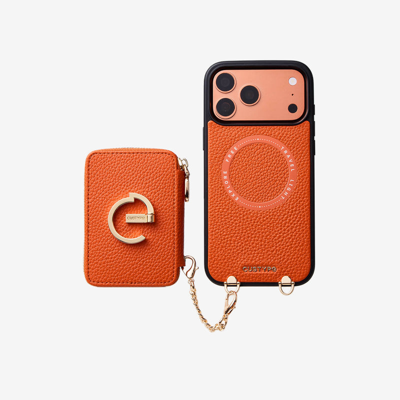 Silk Flair Set- Lychee Wrist Strap Wireless Charging Phone Case with Card Holder & Stand