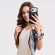 Silk Flair Set- Lychee Wrist Strap Wireless Charging Phone Case with Card Holder & Stand