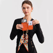 Silk Flair Set- Lychee Wrist Strap Wireless Charging Phone Case with Card Holder & Stand