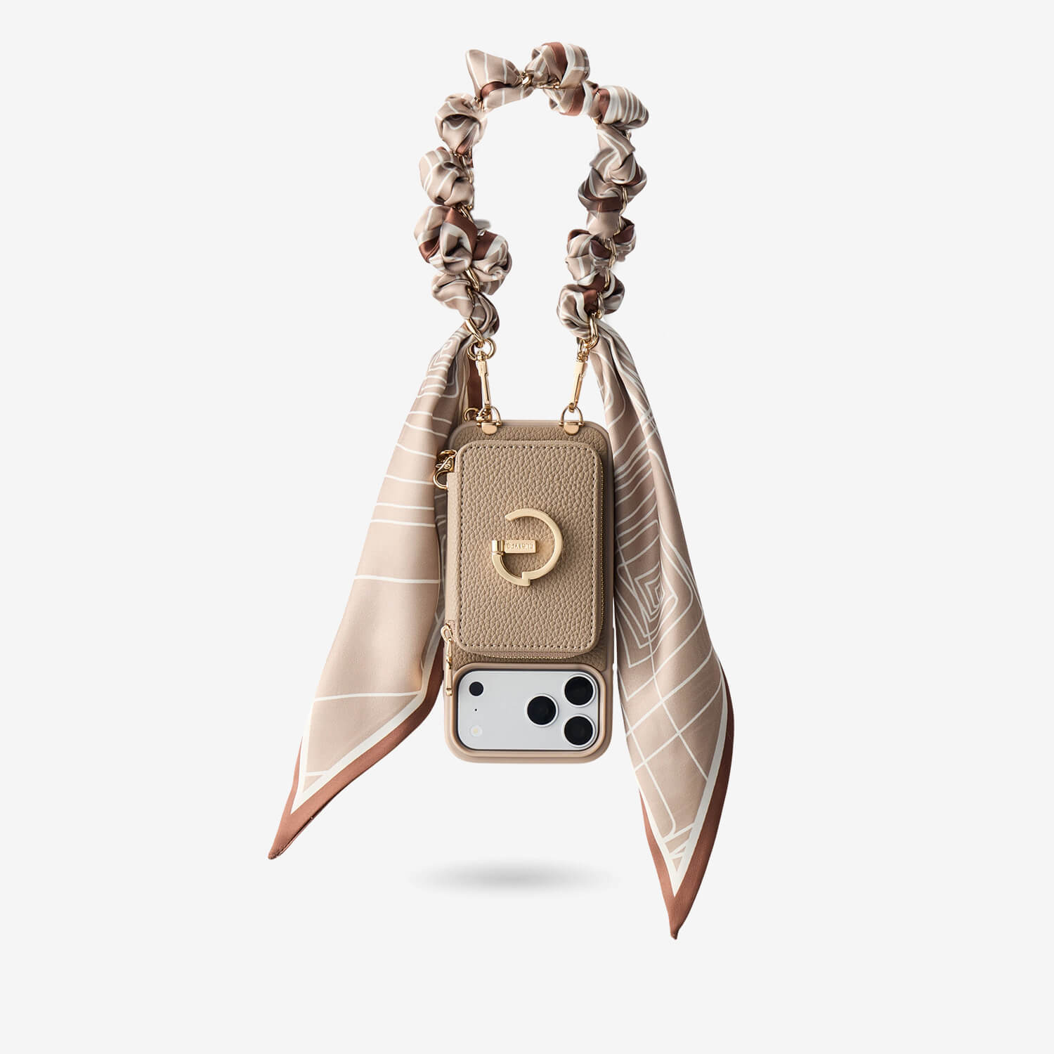 Silk Flair Set- Lychee Wrist Strap Wireless Charging Phone Case with Card Holder & Stand