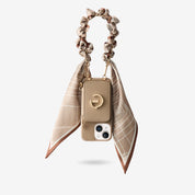 Silk Flair Set- Lychee Wrist Strap Wireless Charging Phone Case with Card Holder & Stand