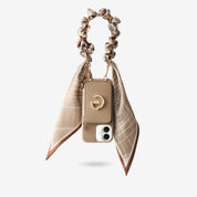 Silk Flair Set- Lychee Wrist Strap Wireless Charging Phone Case with Card Holder & Stand