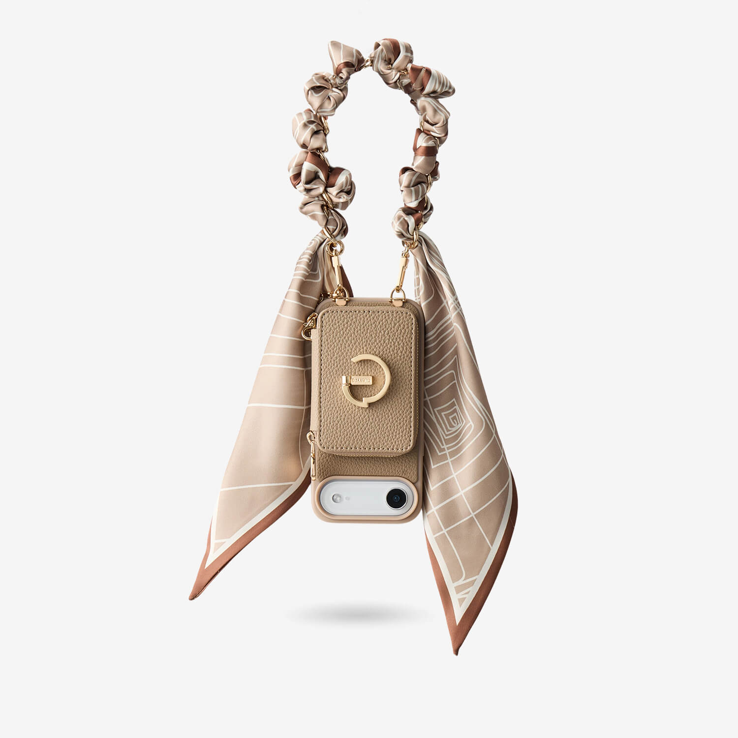 Silk Flair Set- Lychee Wrist Strap Wireless Charging Phone Case with Card Holder & Stand