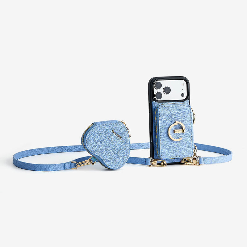 Heart Airpod Kit- Magnet Wallet Crossbody Phone Case with Airpod Pouch
