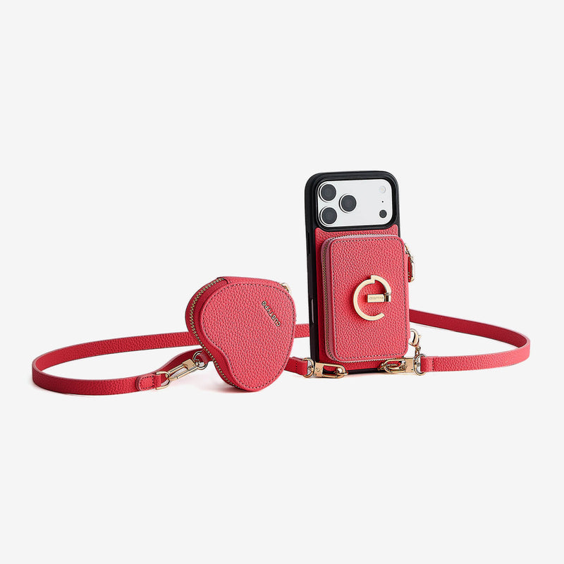 Heart Airpod Kit- Magnet Wallet Crossbody Phone Case with Airpod Pouch