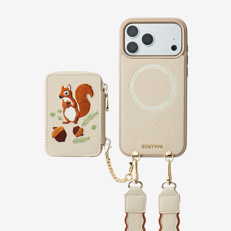 Embroidery Art- iPhone Wallet Case with Adjustable Crossbody Strap