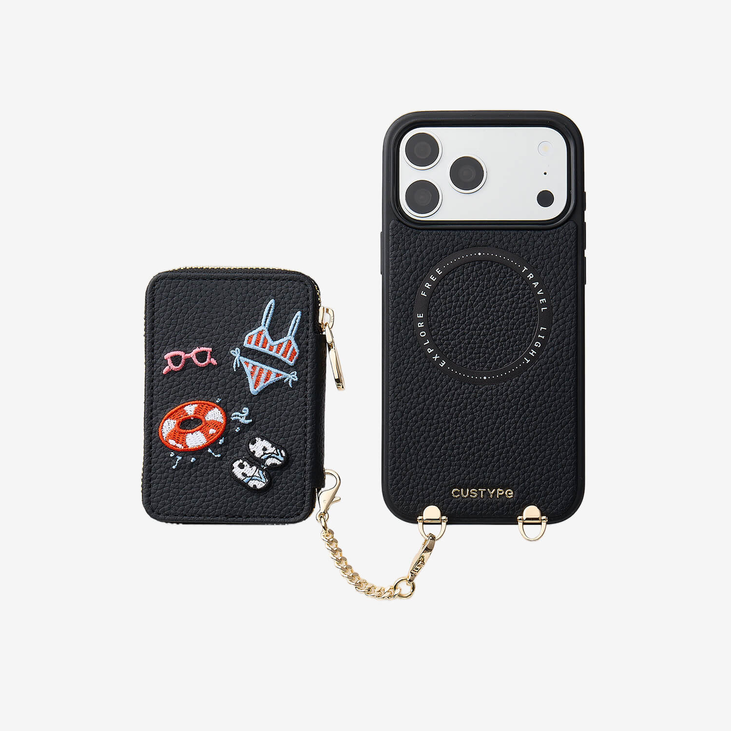 Embroidery Art- iPhone Wallet Case with Adjustable Crossbody Strap