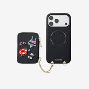 Embroidery Art- iPhone Wallet Case with Adjustable Crossbody Strap