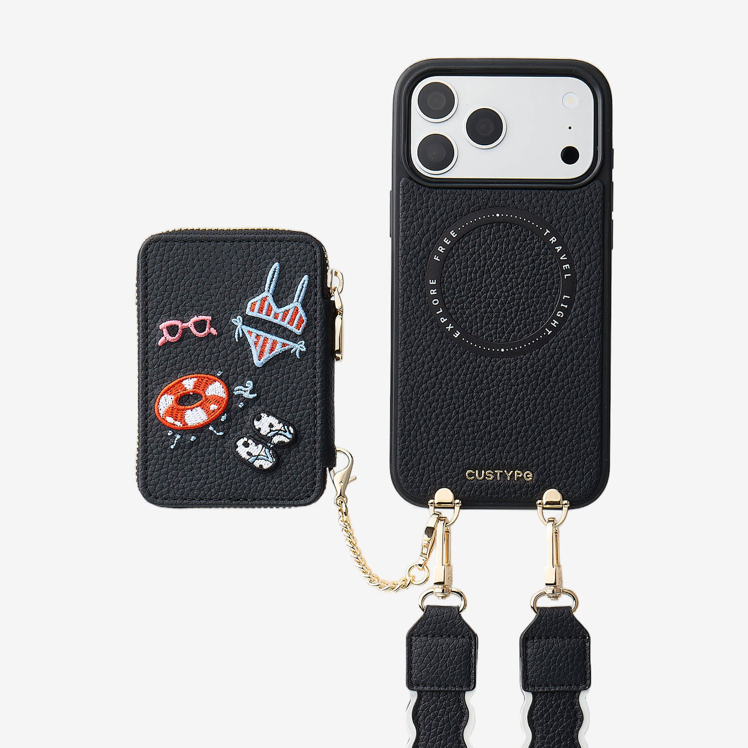 Embroidery Art- iPhone Wallet Case with Adjustable Crossbody Strap