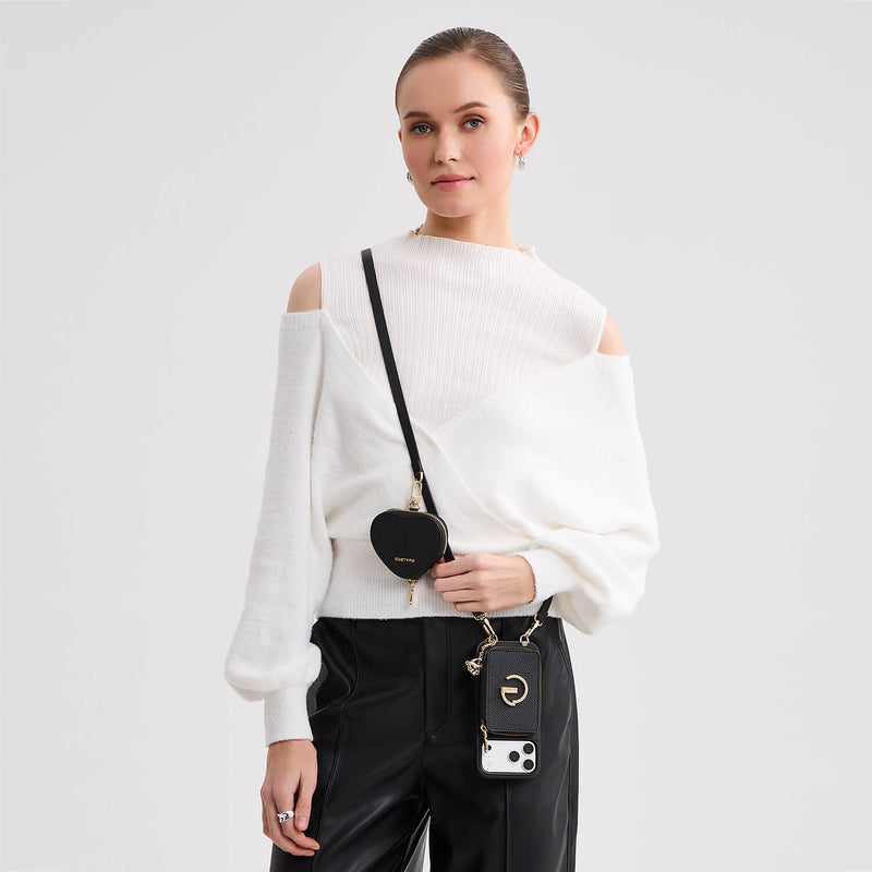 Heart Airpod Kit- Magnet Wallet Crossbody Phone Case with Airpod Pouch