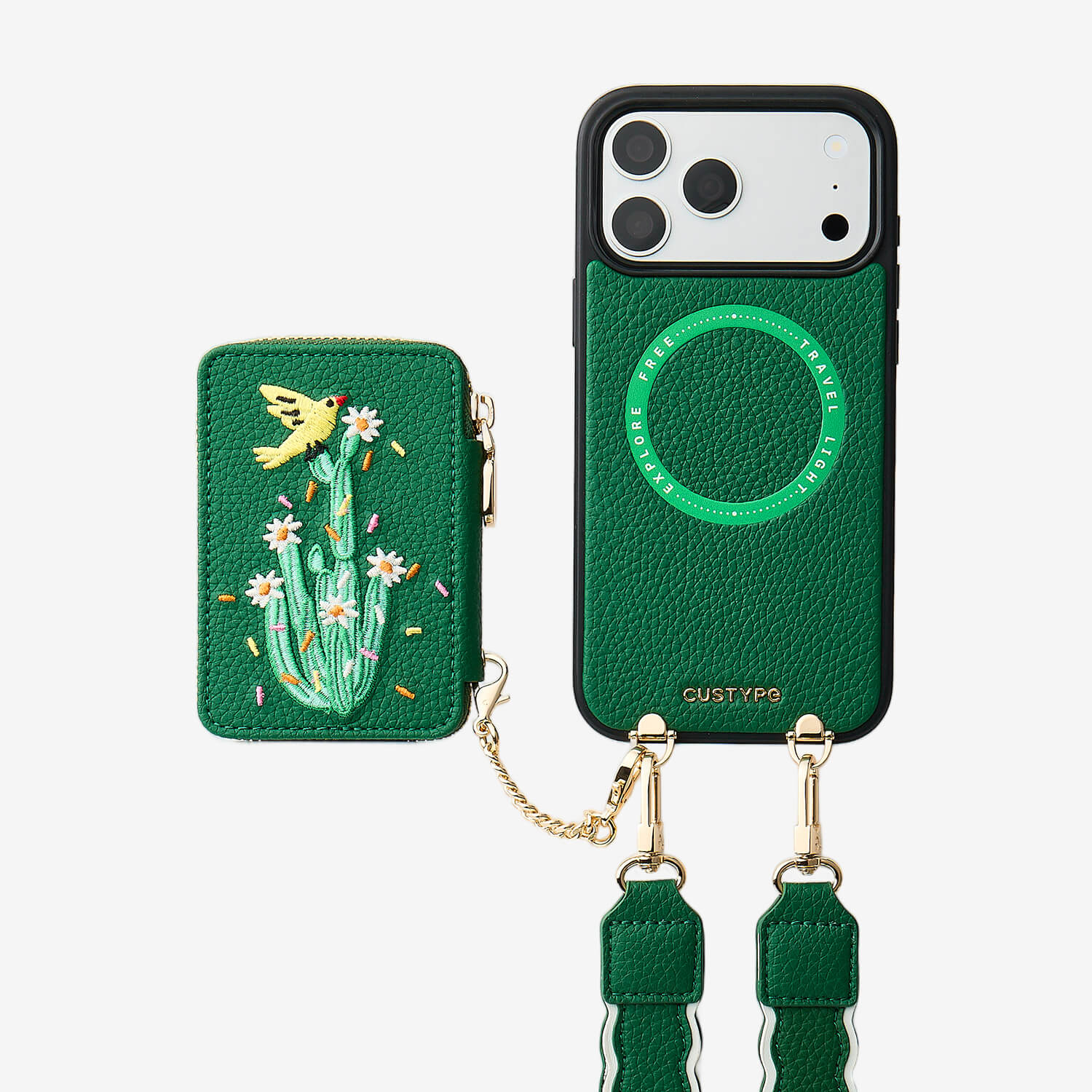 Embroidery Art- iPhone Wallet Case with Adjustable Crossbody Strap