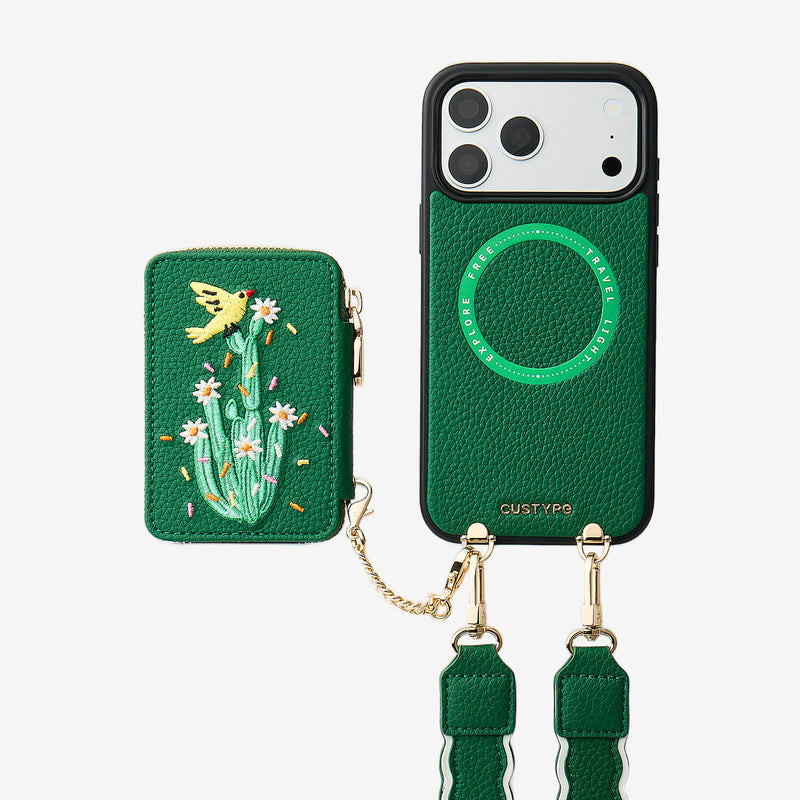 Embroidery Art- iPhone Wallet Case with Adjustable Crossbody Strap