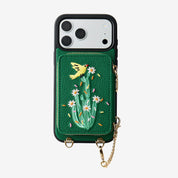 Embroidery Art- iPhone Wallet Case with Adjustable Crossbody Strap