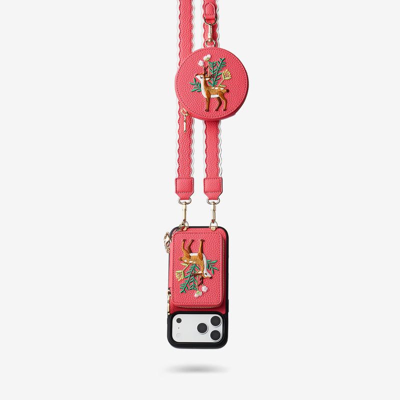 embroidery cell phone case pink