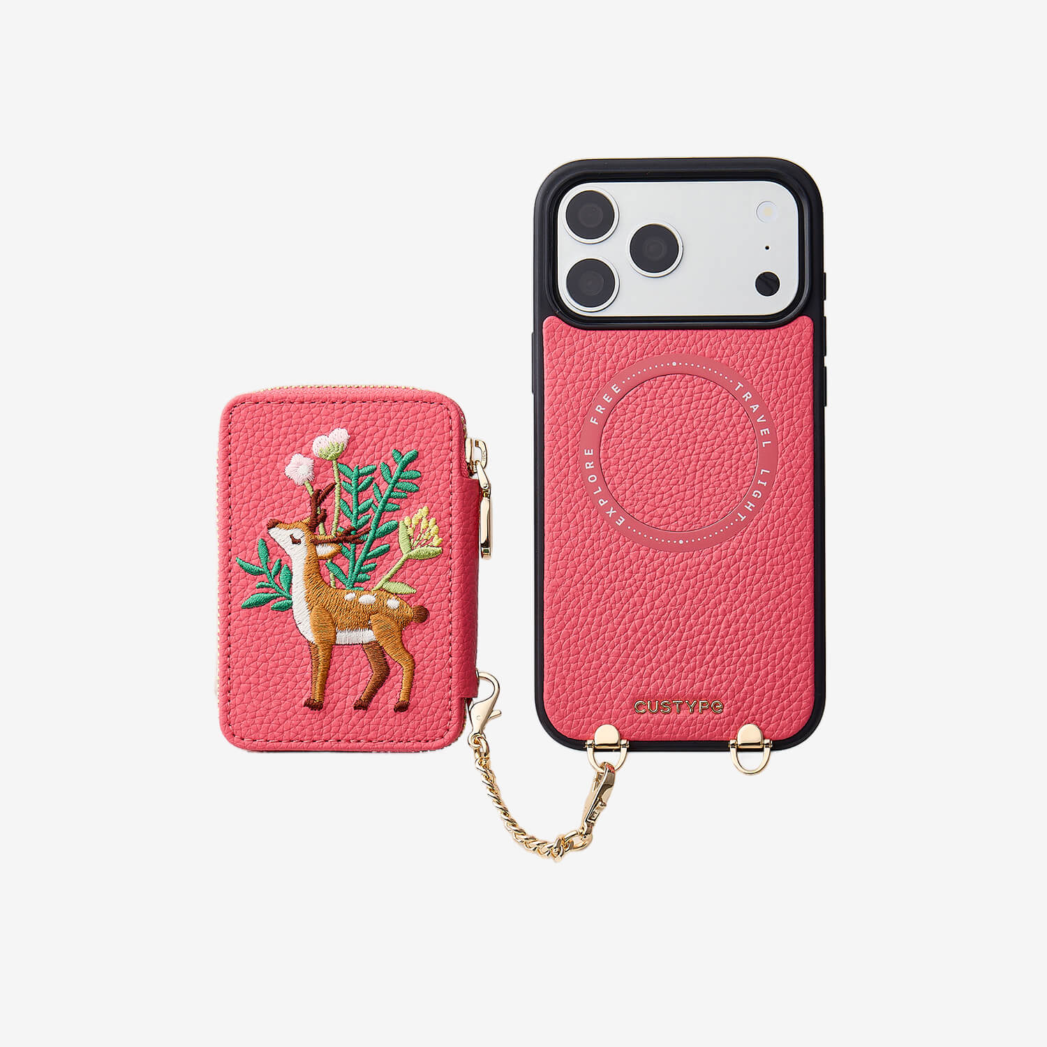 Embroidery Art- iPhone Wallet Case with Adjustable Crossbody Strap