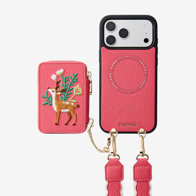 Embroidery Art- iPhone Wallet Case with Adjustable Crossbody Strap