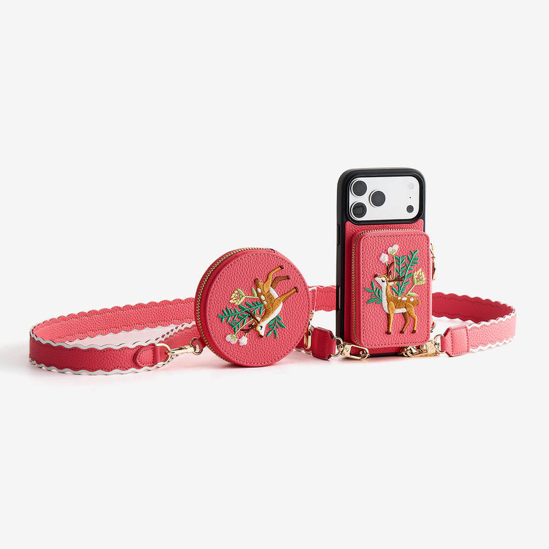 Embroidery Art- iPhone Wallet Case with Adjustable Crossbody Strap