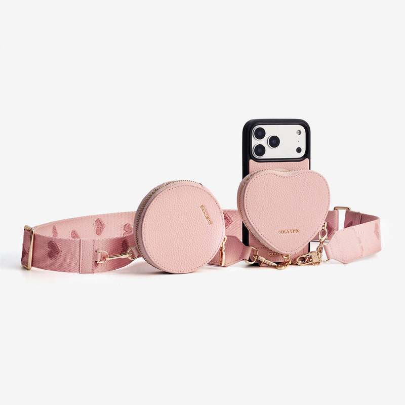Morandi Grace Kit- Magnetic Crossbody Phone Case with Heart Pouch-Mobile Phone Cases-DETACHABLE WALLET & PHONE POUCH