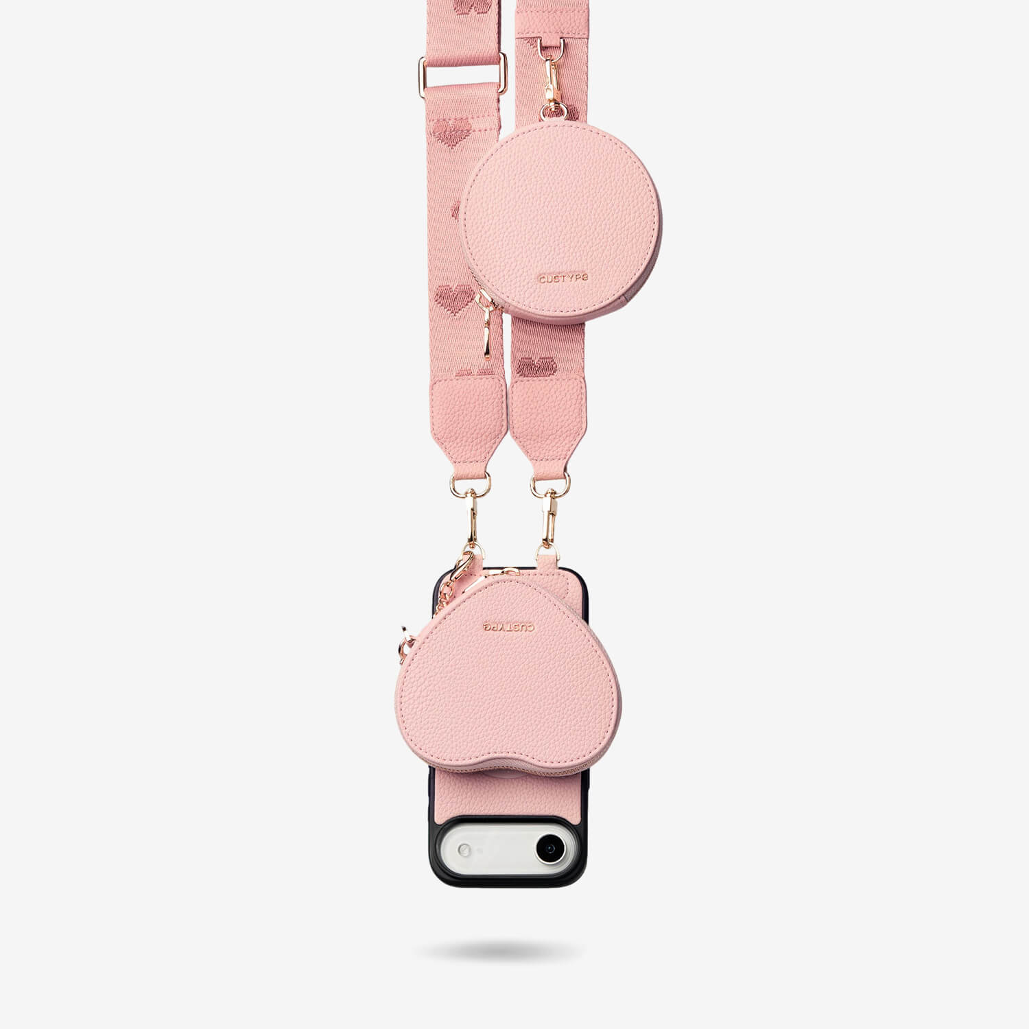 Morandi Grace Kit- Magnetic Crossbody Phone Case with Heart Pouch-Mobile Phone Cases-DETACHABLE WALLET & PHONE POUCH