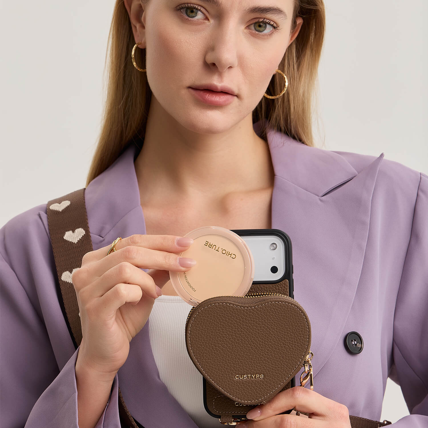 クリスマス限定キット - モランディ iPhone ウェビング クロスボディケース（ハートポーチ付き）