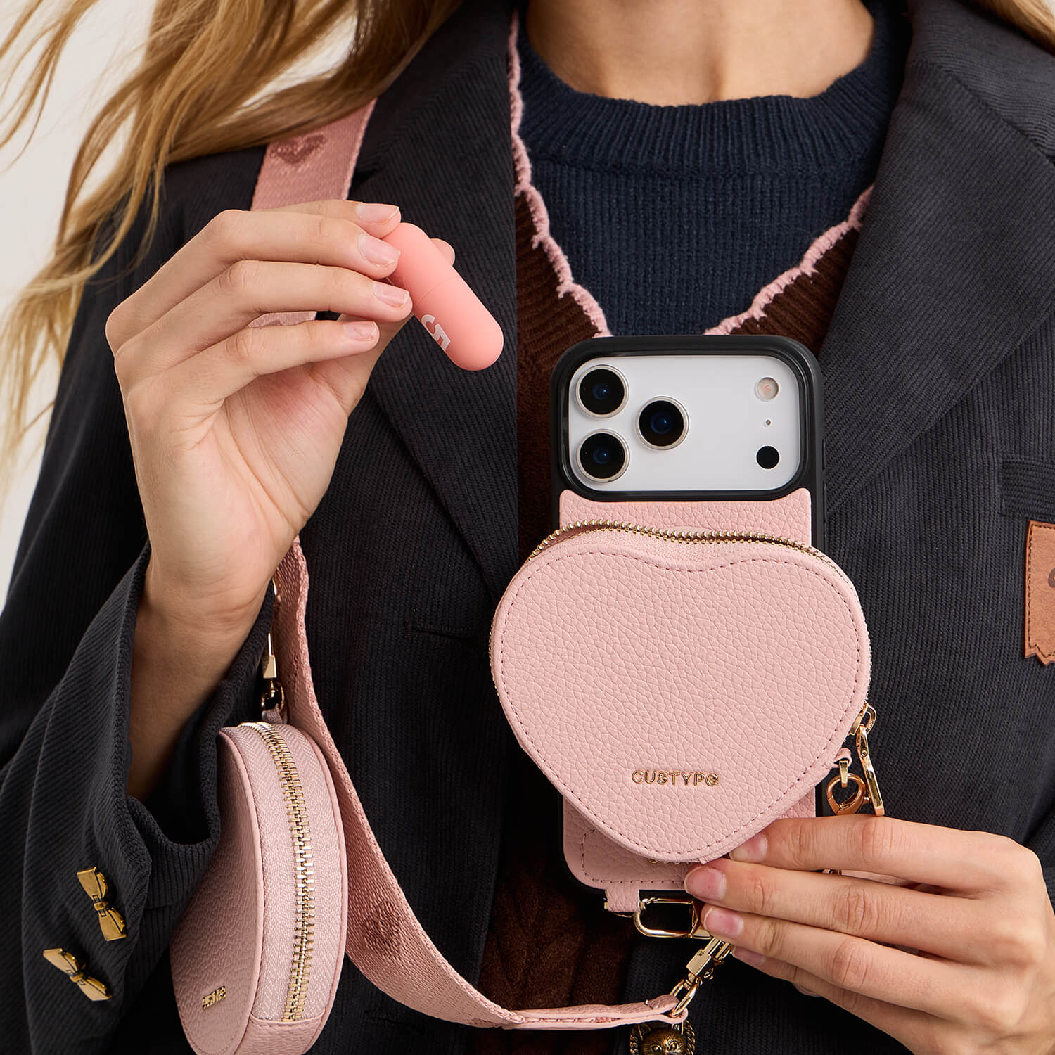 クリスマス限定キット - モランディ iPhone ウェビング クロスボディケース（ハートポーチ付き）