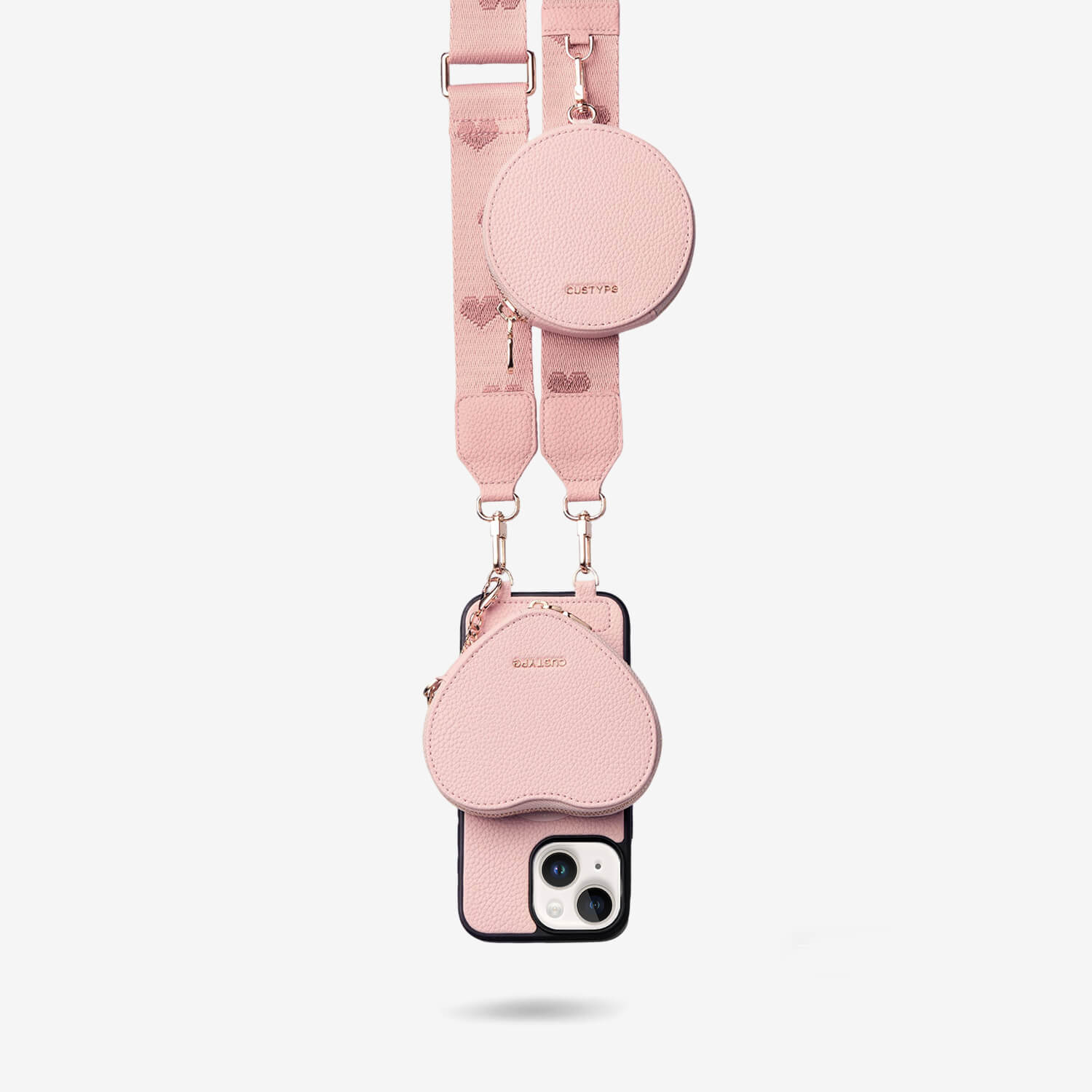 Morandi Grace Kit- Magnetic Crossbody Phone Case with Heart Pouch-Mobile Phone Cases-DETACHABLE WALLET & PHONE POUCH