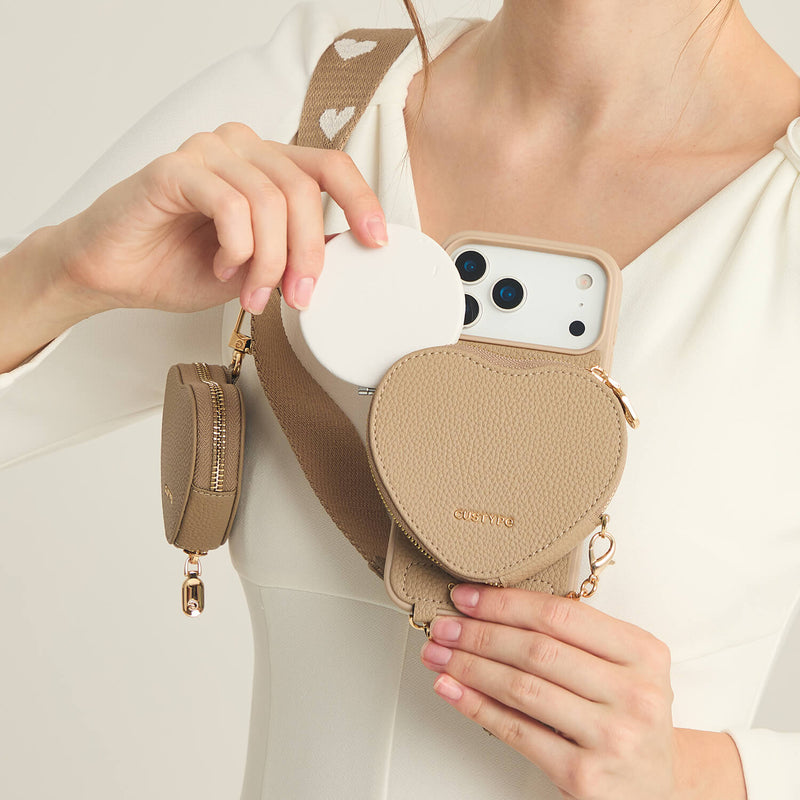 Morandi Grace Kit- Magnetic Phone Crossbody Case with Airpods Pouch-Mobile Phone Cases-DETACHABLE WALLET & PHONE POUCH