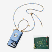 Leather iphone case crossbody Blue