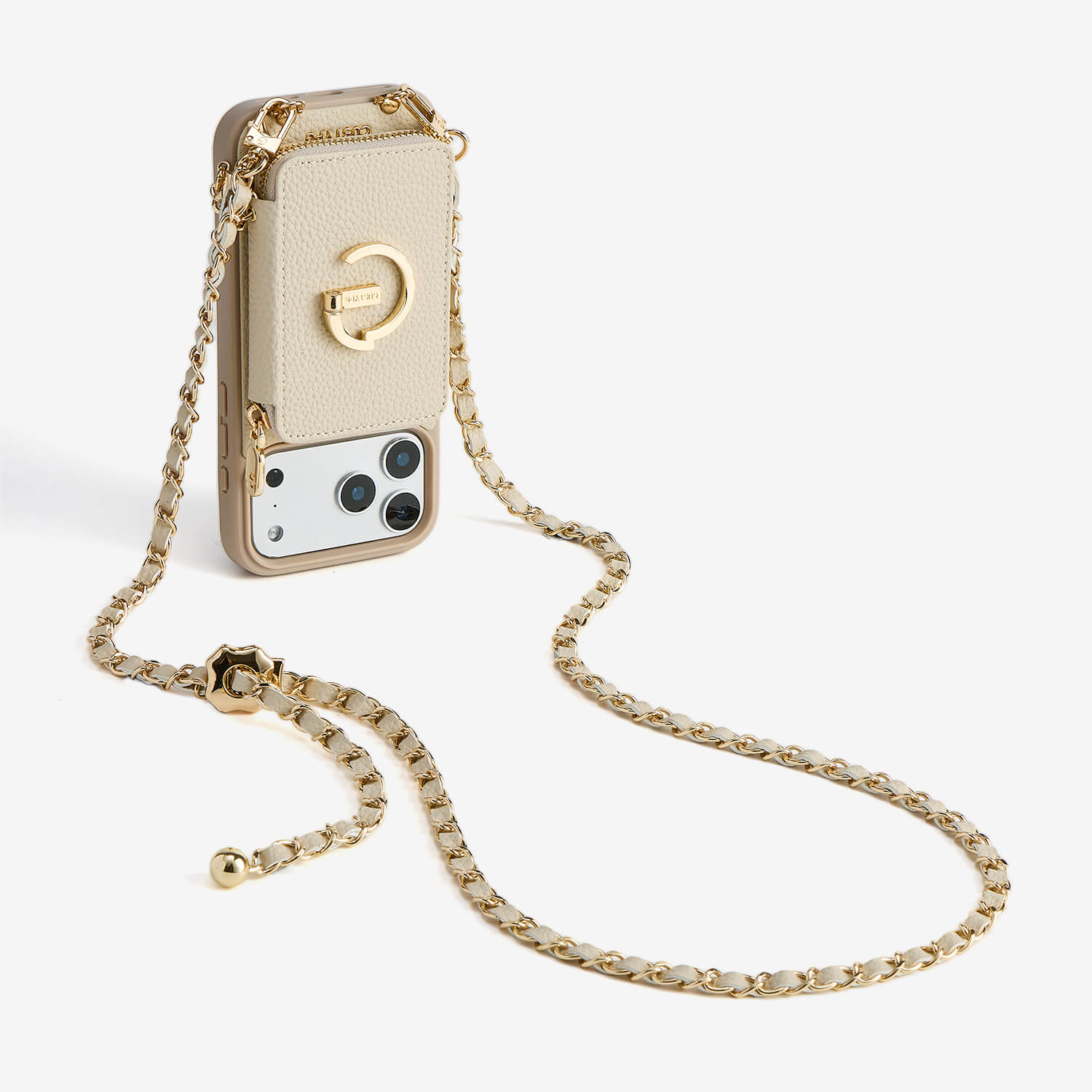 iPhone crossbody case beige