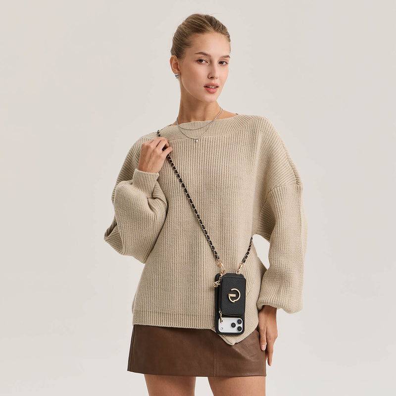 phone case with chain Black