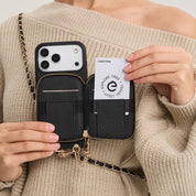 Leather iphone case crossbody black