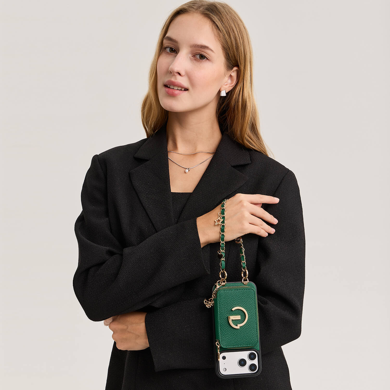 phone case with wristlet Grean