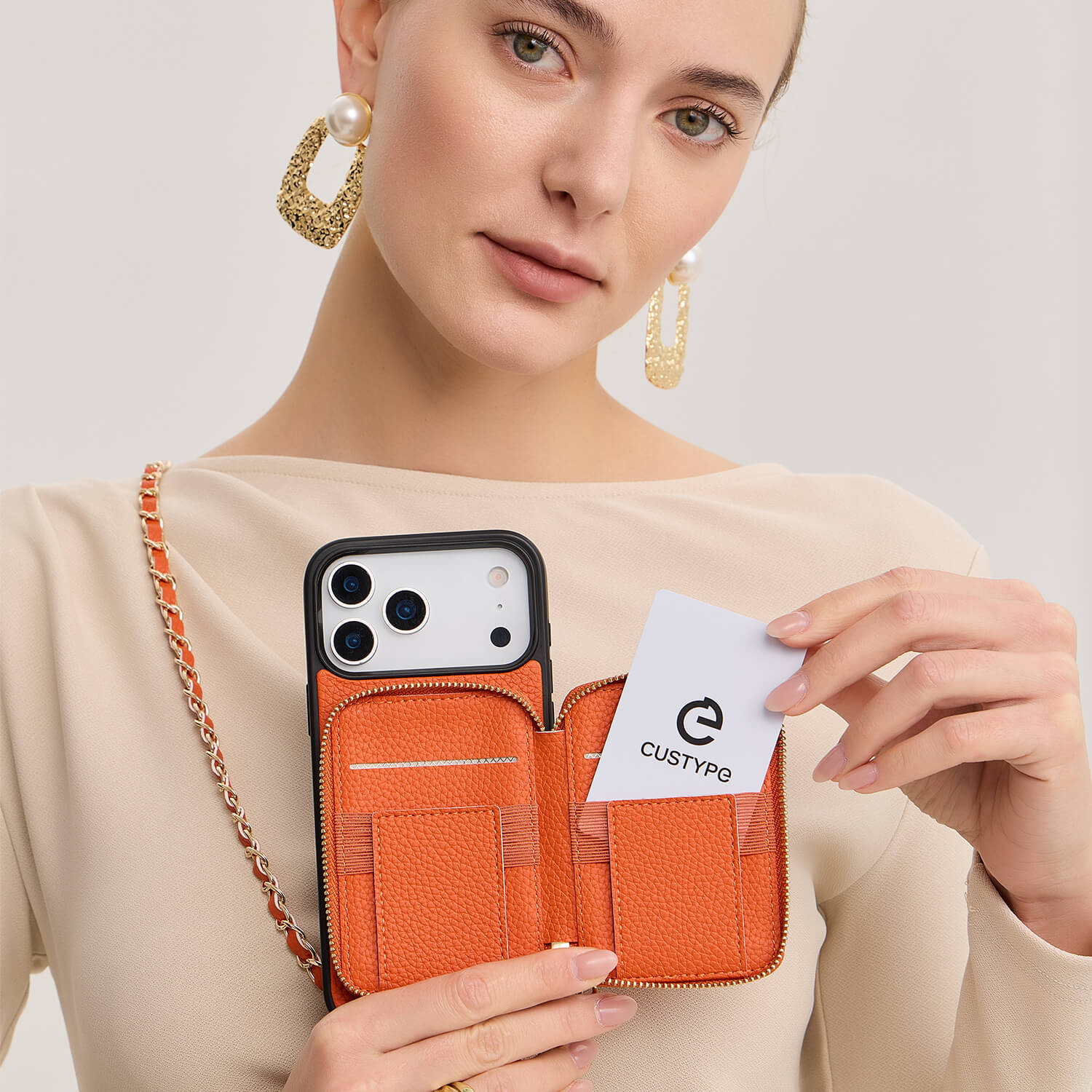 crossbody phone case With Card Holder orange