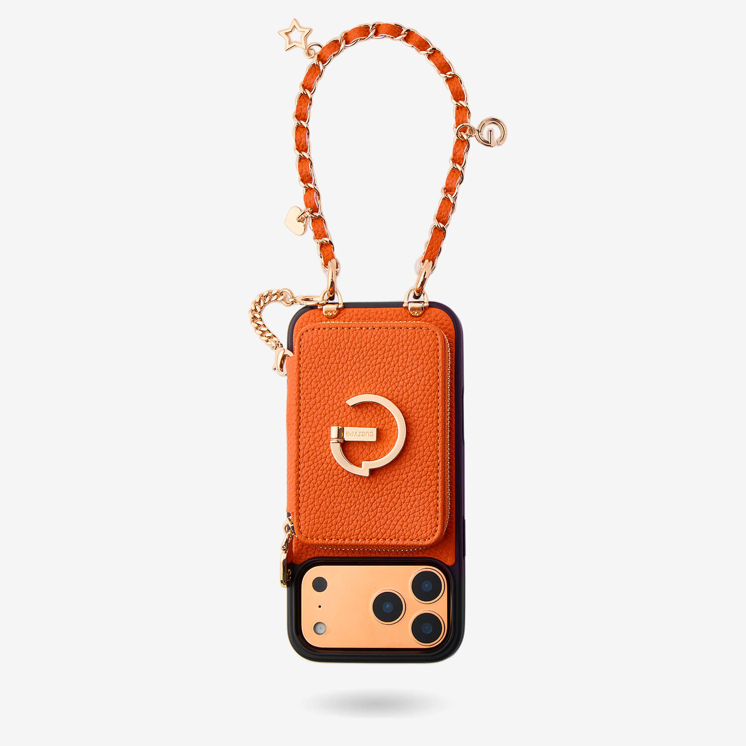 phone case with wristlet orange