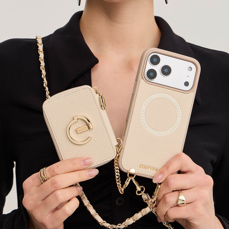 Allure Chain Series- Lanyard Magnetic Wallet Phone Case with Finger Ho – Custype Allure Chain Series- Lanyard Magnetic Wallet Phone Case with Finger Ho – Custype
