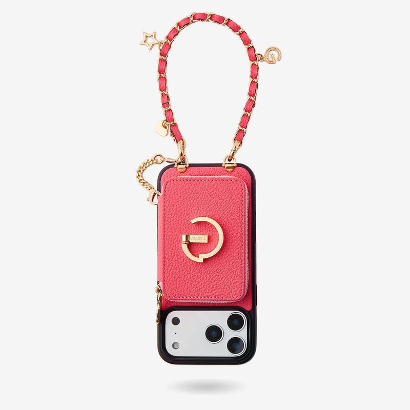 phone case with wristlet peach pink