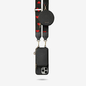 leather iphone case with strap Black

