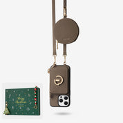 Leather iphone case crossbody mocha