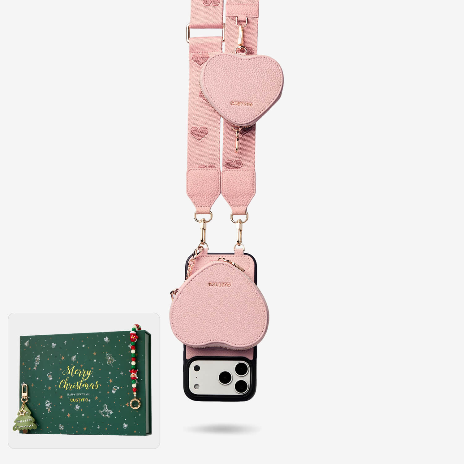 クリスマス限定キット - モランディ iPhoneケース（ハート型AirPodsポーチ＆ウェビングストラップ付き）