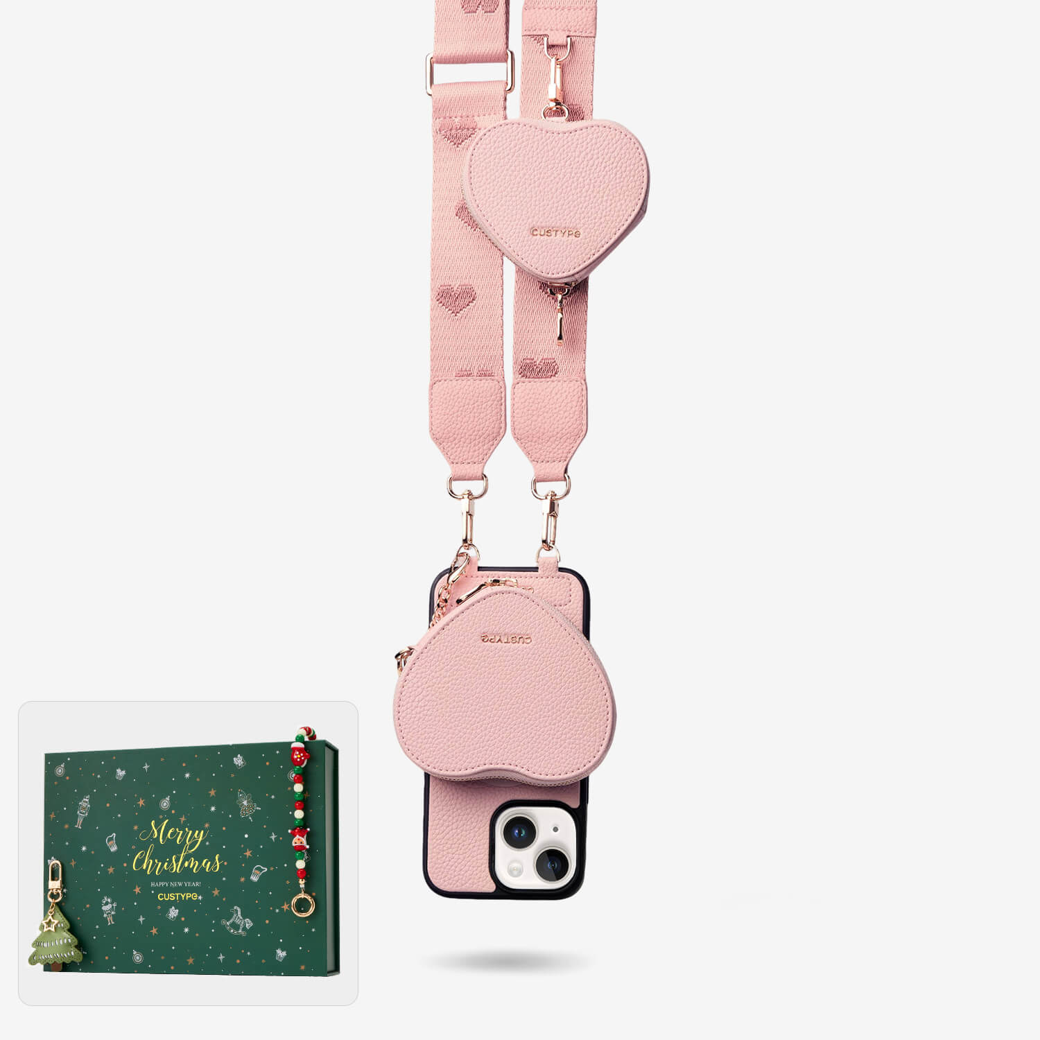 クリスマス限定キット - モランディ iPhoneケース（ハート型AirPodsポーチ＆ウェビングストラップ付き）