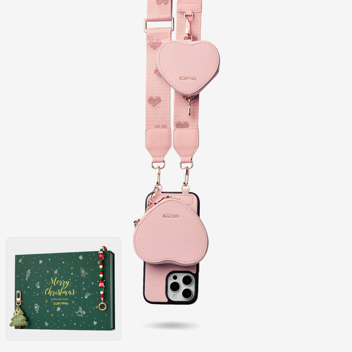 クリスマス限定キット - モランディ iPhoneケース（ハート型AirPodsポーチ＆ウェビングストラップ付き）