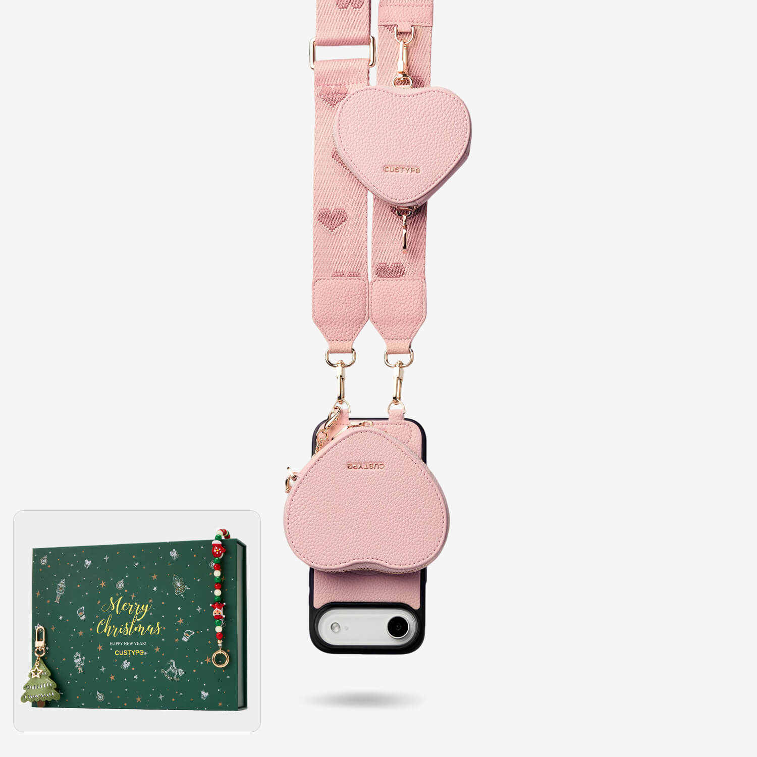 クリスマス限定キット - モランディ iPhoneケース（ハート型AirPodsポーチ＆ウェビングストラップ付き）