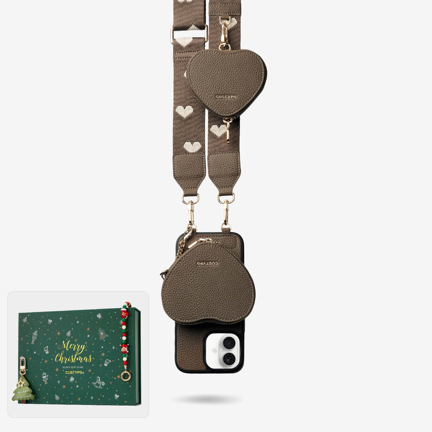 クリスマス限定キット - モランディ iPhoneケース（ハート型AirPodsポーチ＆ウェビングストラップ付き）