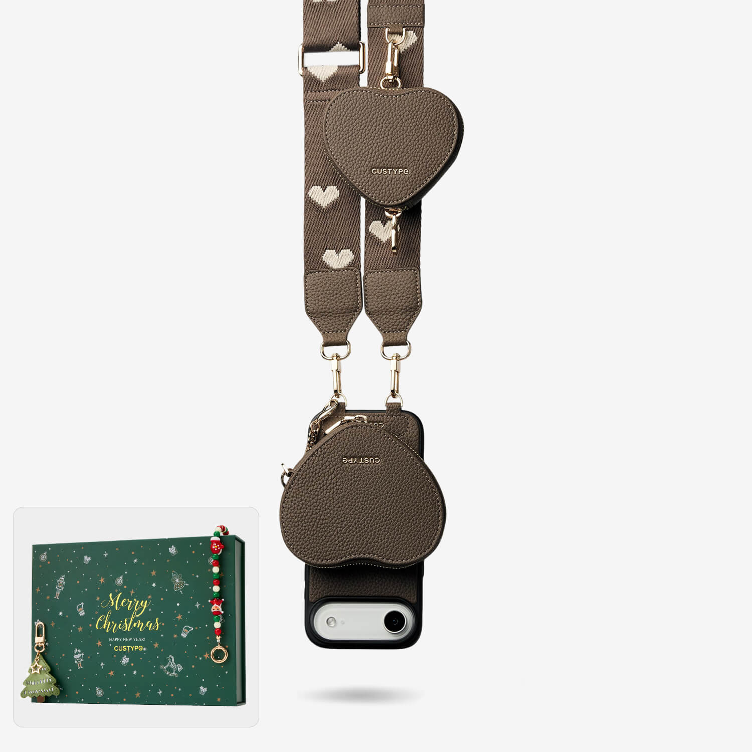 クリスマス限定キット - モランディ iPhoneケース（ハート型AirPodsポーチ＆ウェビングストラップ付き）