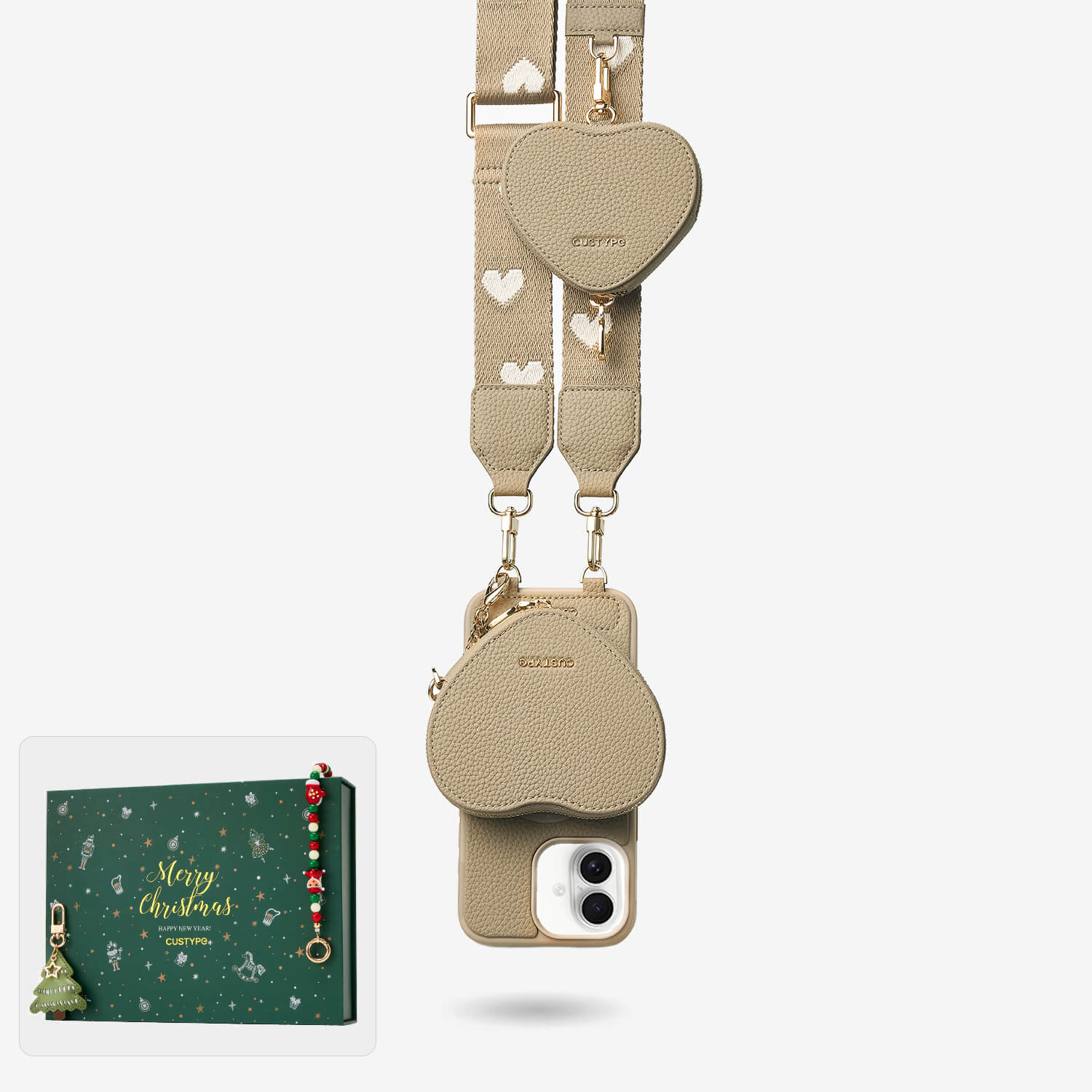 クリスマス限定キット - モランディ iPhoneケース（ハート型AirPodsポーチ＆ウェビングストラップ付き）